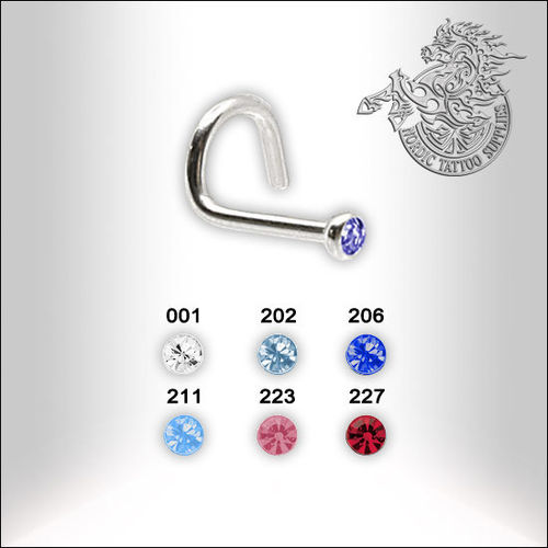 Surgical Steel Nose Stud with Stone 1,0mm/7mm