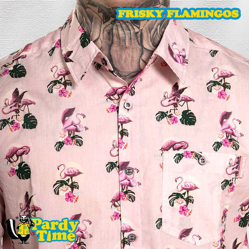 Pardy Time - Frisky Flamingos Button Up - Pink