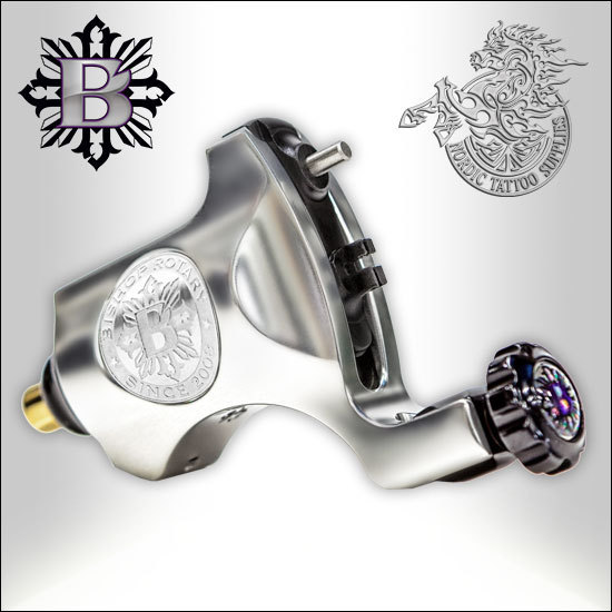 Bishop Rotary V6 - Platinum Silver - RCA, 3,5mm Stroke - Nordic Tattoo Supplies