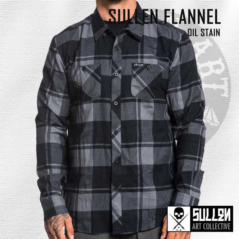 Sullen Men's Asphalt Flannel Long Sleeve Buttondown Jacket Black/Navy/Grey Cl...