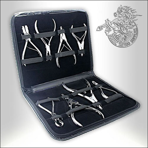8-Piece Body Piercing Tool Kit - Ring Openers, Closers and Nose Pliers