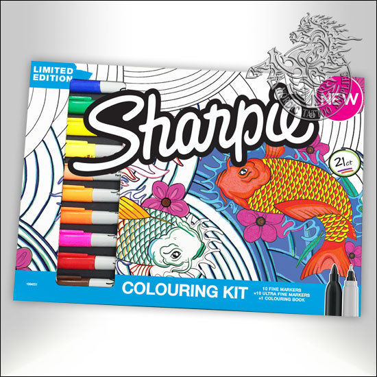Sharpie Marker Aqua Coloring Kit, 20 Markers + Coloring Book
