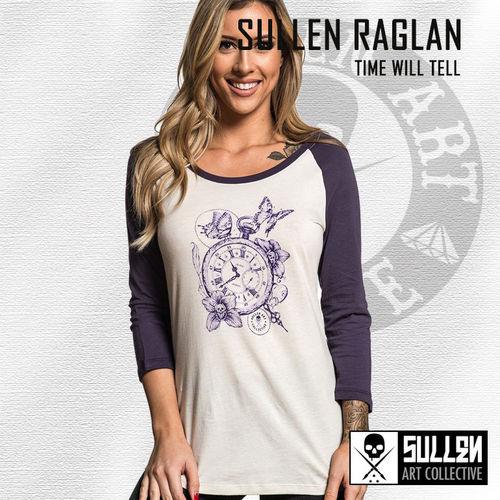 Sullen Angels - Time Will Tell Raglan - Vintage White/Purple