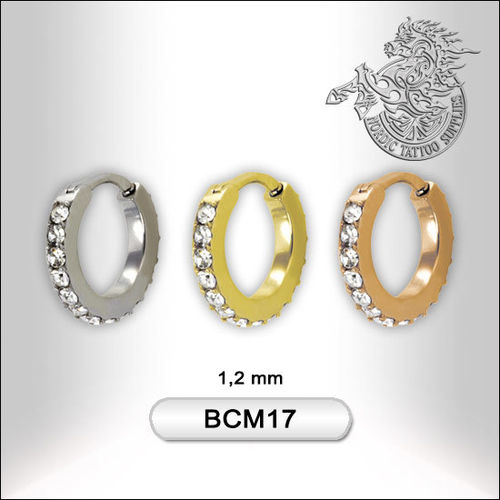 Surgical Steel Click Style Segment Ring with Jewelled Design