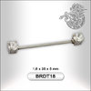 Surgical Steel Industrial Barbell with Design 1,6mm/35mm/5mm, Crystal