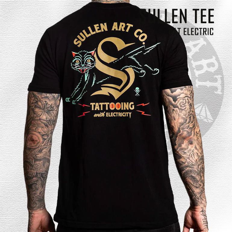 Sullen tipo Collective Clothing T-SHIRT-Bat Electric Tatuaggio Maniche a Pipistrello 