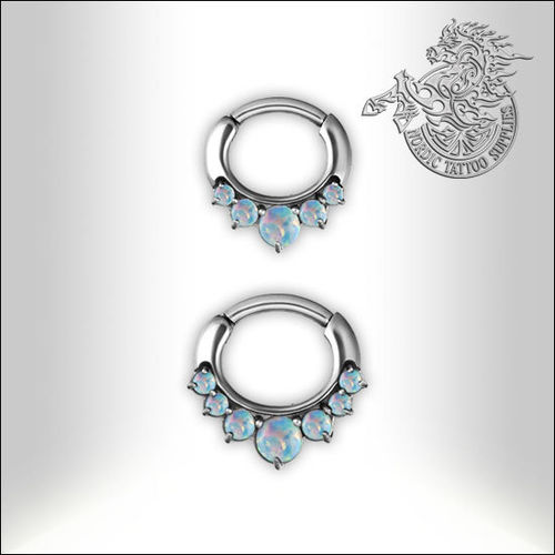 Surgical Steel Septum Clicker with Opal Jeweled Design