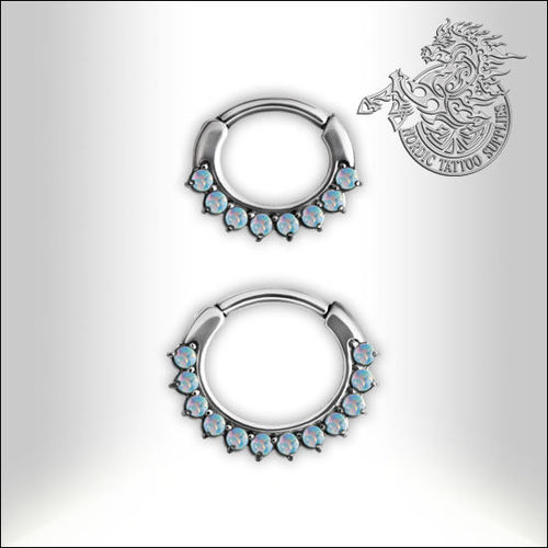 Surgical Steel Septum Clicker with Opal Jeweled Design