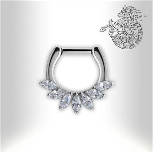 Surgical Steel Septum Clicker with Cubic Zirconia Jeweled Design